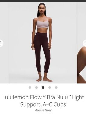 Lululemon Flow Y Bra Nulu *Light Support, A–C Cups in Mauve Grey